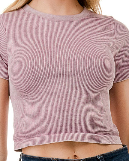 Mineral Wash Short Sleeve Crop Top – Vintage Washed Tee