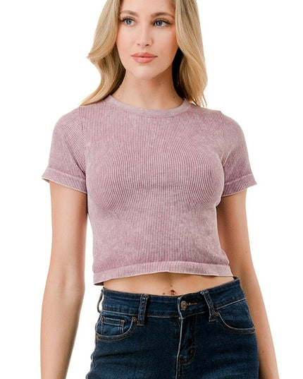 Mineral Wash Short Sleeve Crop Top – Vintage Washed Tee