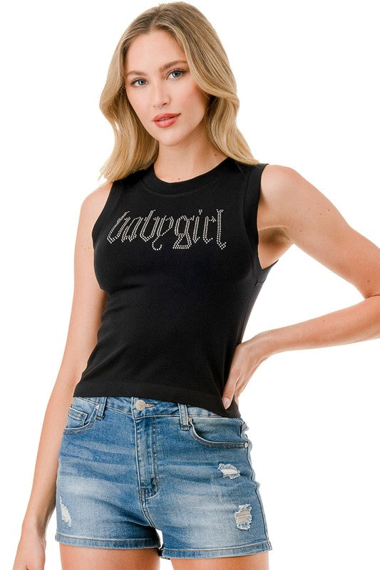HX18B Baby Girl Rhinestone Tank Top