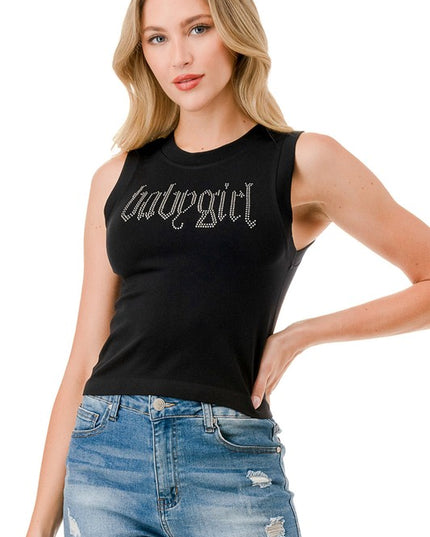 HX18B Baby Girl Rhinestone Tank Top