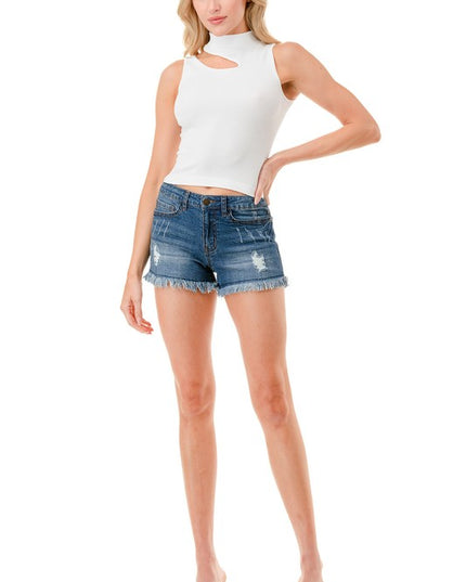 NT1007 SEAMLESS CUTOUT MOCK NECK TOP