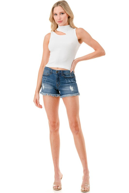 NT1007 SEAMLESS CUTOUT MOCK NECK TOP