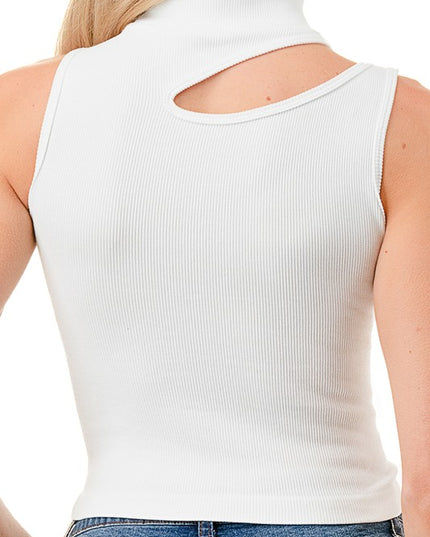 NT1007 SEAMLESS CUTOUT MOCK NECK TOP