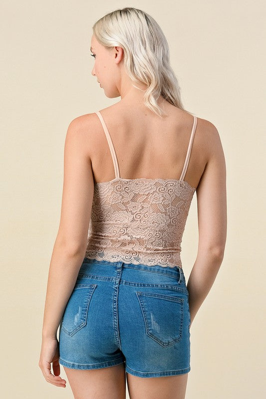 LB-11L PLUS FLORAL LACE DOUBLE STRAP TANK TOP