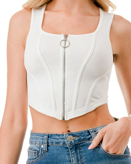 NT86 FULL ZIPPER CROP TANK TOP