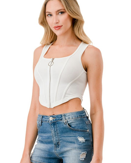 NT86 FULL ZIPPER CROP TANK TOP