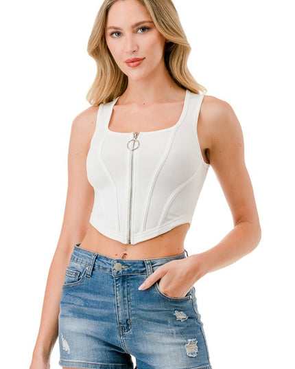 NT86 FULL ZIPPER CROP TANK TOP