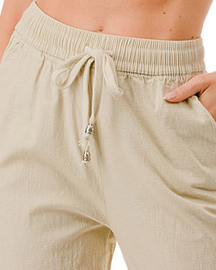LINEN-02S LINEN DRAWSTRING SHORTS