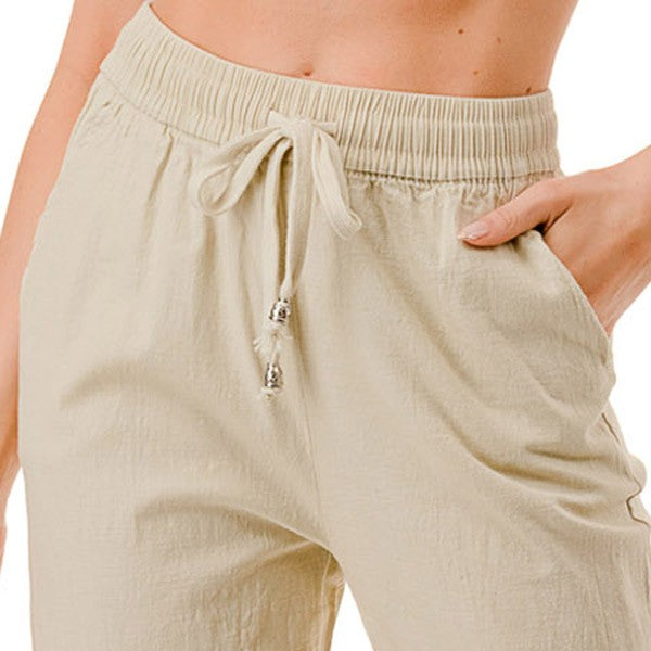 LINEN-02S LINEN DRAWSTRING SHORTS