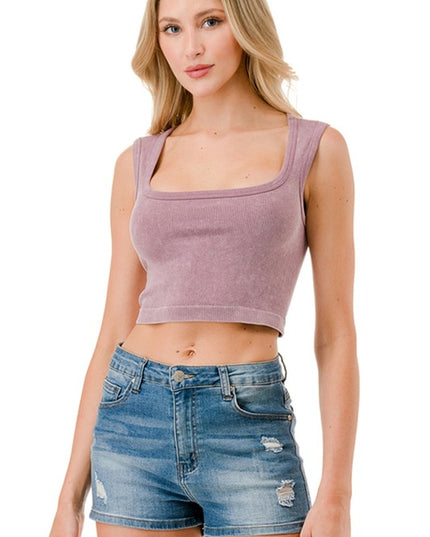 NT91MW MINERAL WASH CROP TANK TOP