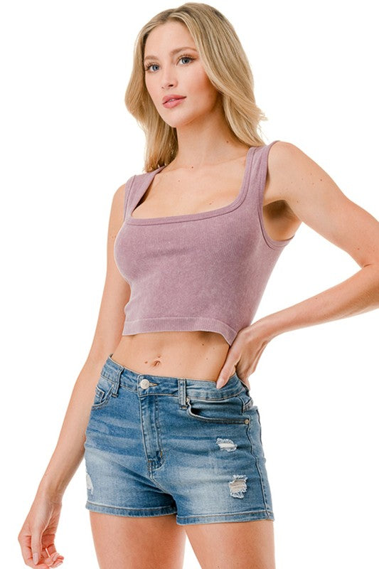NT91MW MINERAL WASH CROP TANK TOP