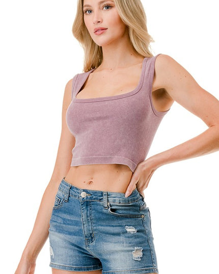NT91MW MINERAL WASH CROP TANK TOP