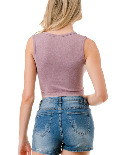 NT91MW MINERAL WASH CROP TANK TOP