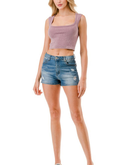 NT91MW MINERAL WASH CROP TANK TOP