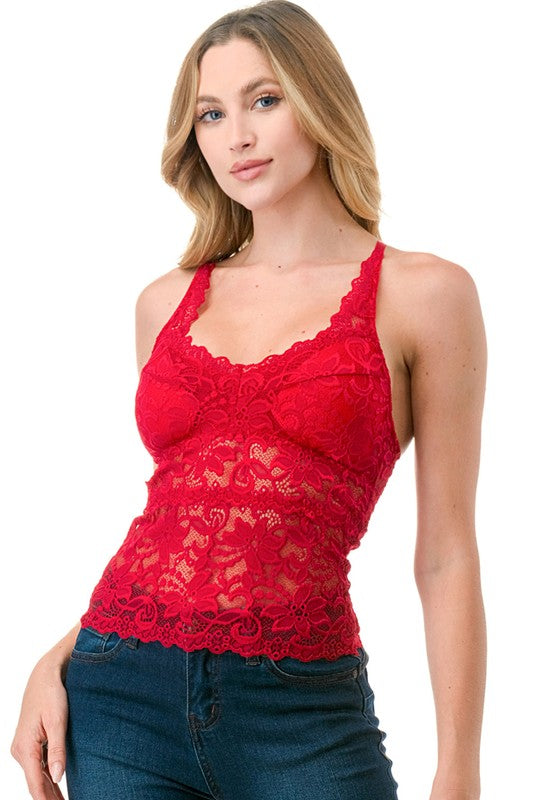 LB41 FLORAL LACE TANK TOP