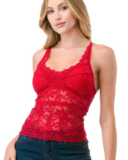 LB41 FLORAL LACE TANK TOP