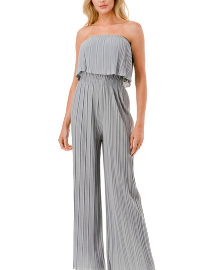 Pleated Jumpsuit – Wide Leg Sleeveless Flowy Fit