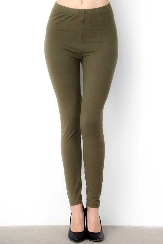 P01X PLUS SIZE SOLID BRUSHED FULL LEGGINGS