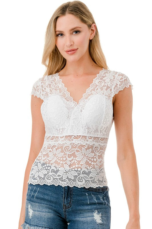 LB47 LACE SURPLICE TOP