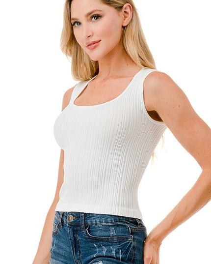 NT129 RIBBED SQUARE NECK CROP TANK TOP