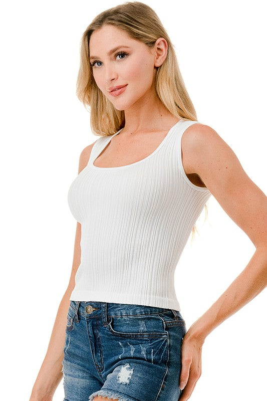 NT129 RIBBED SQUARE NECK CROP TANK TOP