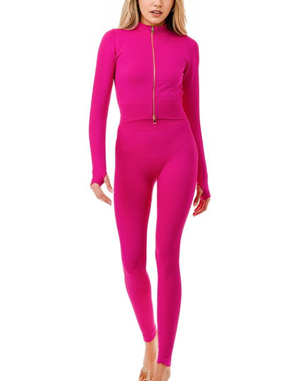JA120SET Active Zip-Up Jacket & Butt Lift Pants Set – Sculpting Fit
