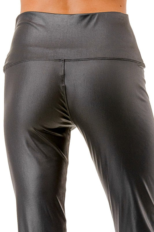 PU-HW001 VEGAN LEATHER HIGH-RISE LEGGINGS
