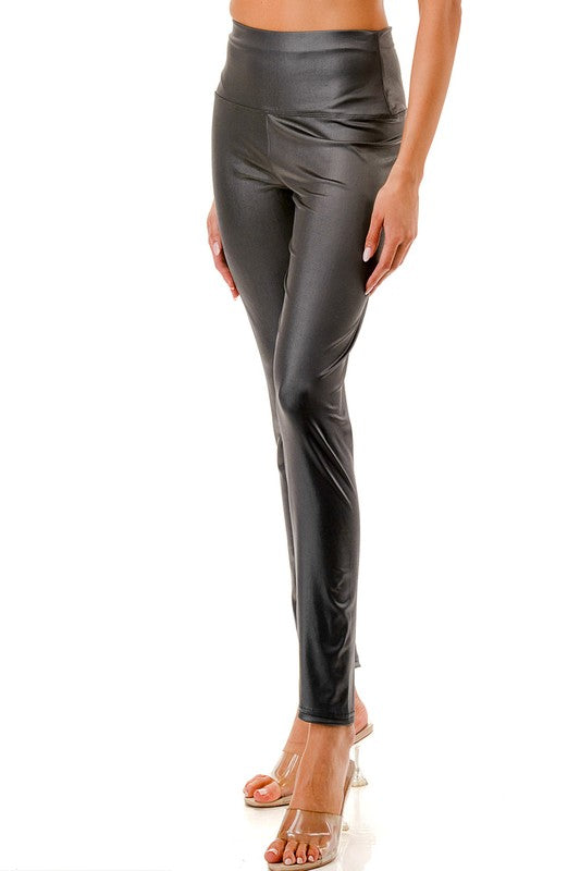 PU-HW001 VEGAN LEATHER HIGH-RISE LEGGINGS