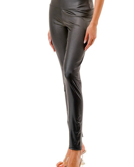PU-HW001 VEGAN LEATHER HIGH-RISE LEGGINGS