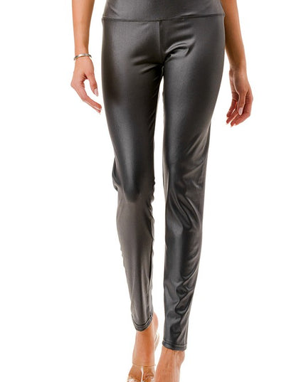 PU-HW001 VEGAN LEATHER HIGH-RISE LEGGINGS