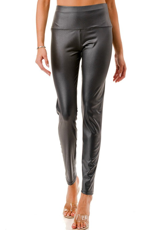 PU-HW001 VEGAN LEATHER HIGH-RISE LEGGINGS