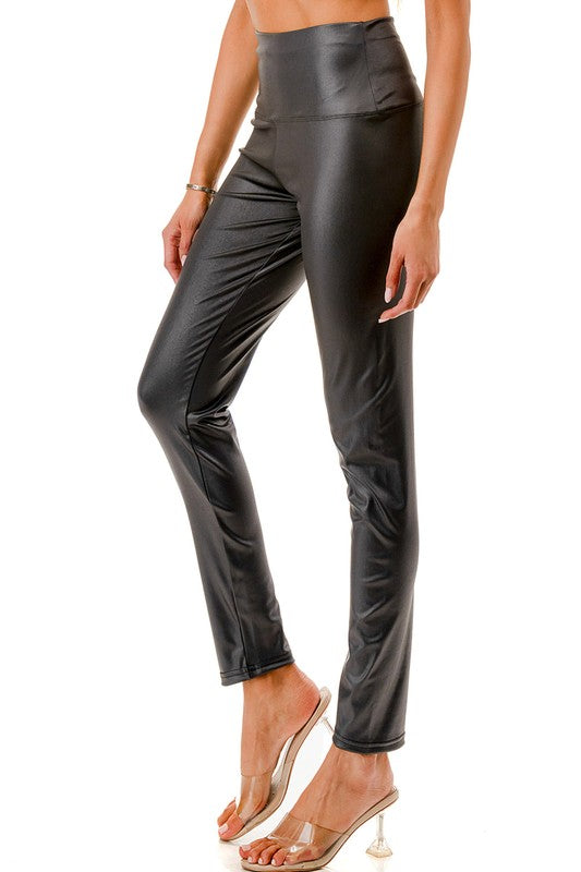 PU-HW001 VEGAN LEATHER HIGH-RISE LEGGINGS