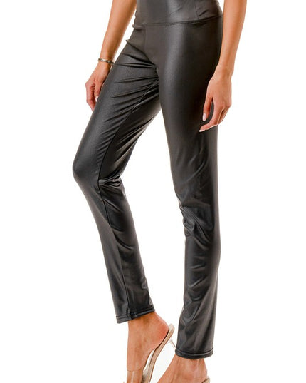 PU-HW001 VEGAN LEATHER HIGH-RISE LEGGINGS
