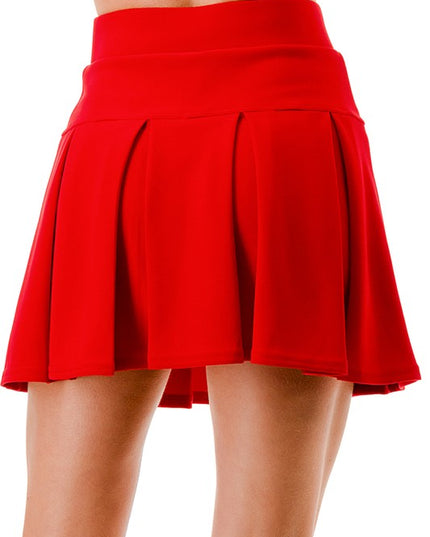 SCU10 Pleated Mini Skort – High Waist Flared Fit