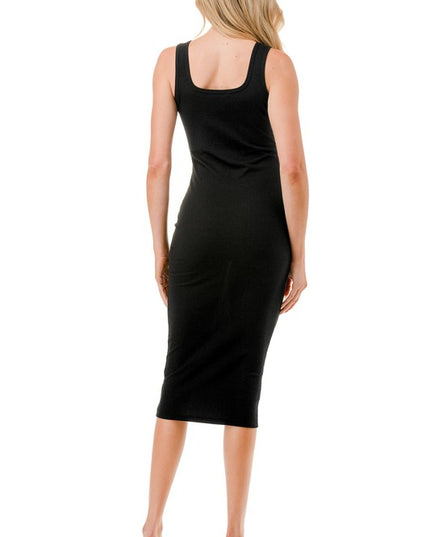 JDR02 Ribbed Midi Tank Dress – Modern Minimal Look