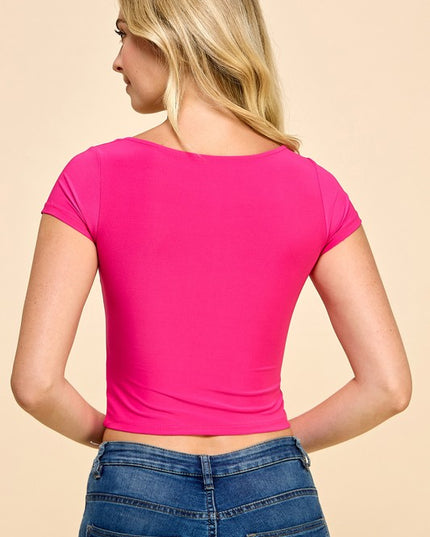 DLT13 SQUARE NECK SHORT SLEEVE CROP TOP