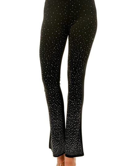 Y0426BS YOGA BELL BOTTOMS PANTS WITH RHINESTONE