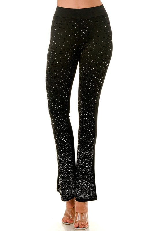 Y0426BS YOGA BELL BOTTOMS PANTS WITH RHINESTONE