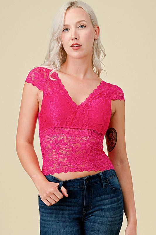 LB47 LACE SURPLICE TOP