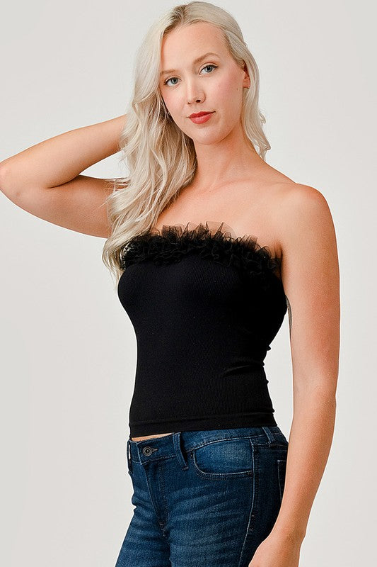 315LACE LACE TRIMMED TUBE TOP