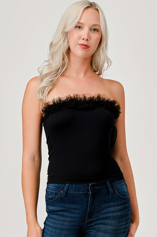 315LACE LACE TRIMMED TUBE TOP