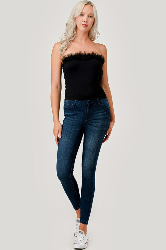 315LACE LACE TRIMMED TUBE TOP