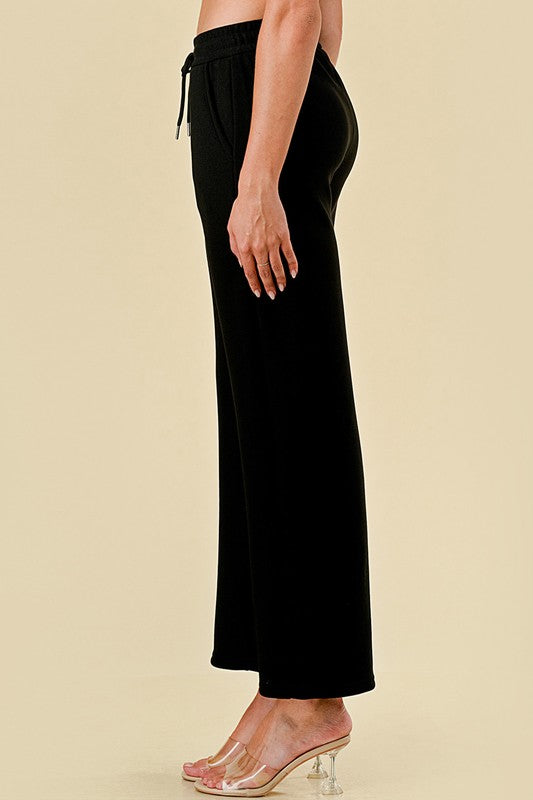 JFS505X PLUS SIZE MID-RISE DRAWSTRING WIDE LEG PANTS