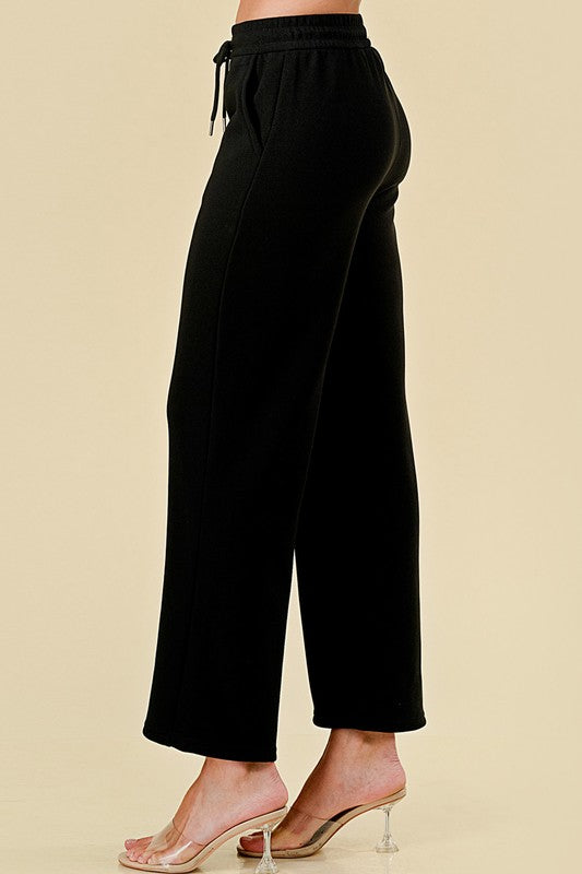 JFS505X PLUS SIZE MID-RISE DRAWSTRING WIDE LEG PANTS