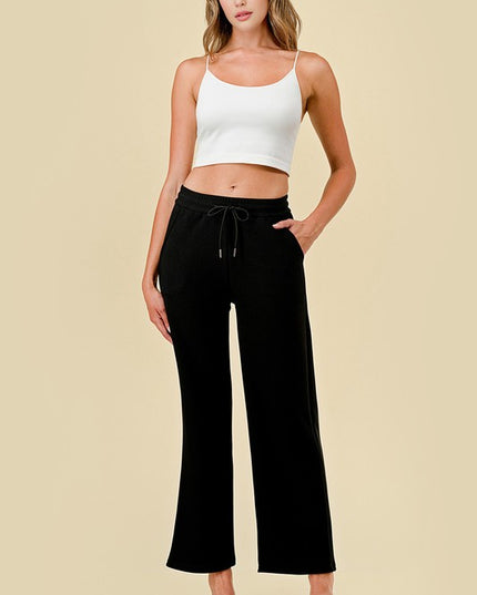 JFS505X PLUS SIZE MID-RISE DRAWSTRING WIDE LEG PANTS