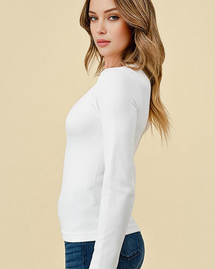 Scoop Neck Fleece Top – Slim Fit Cozy Everyday Top