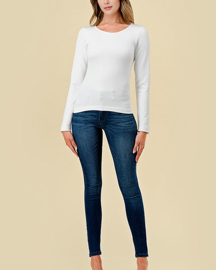 Scoop Neck Fleece Top – Slim Fit Cozy Everyday Top