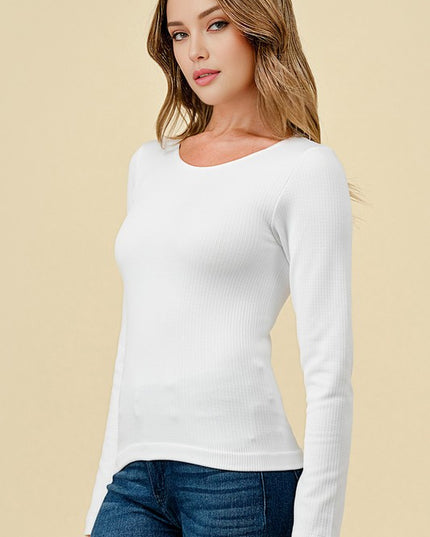 Scoop Neck Fleece Top – Slim Fit Cozy Everyday Top