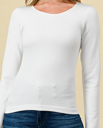 Scoop Neck Fleece Top – Slim Fit Cozy Everyday Top