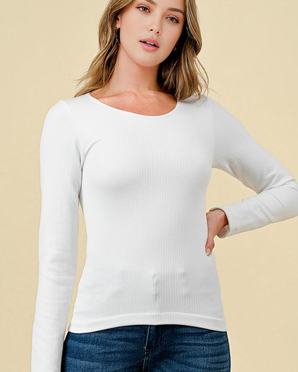 Scoop Neck Fleece Top – Slim Fit Cozy Everyday Top